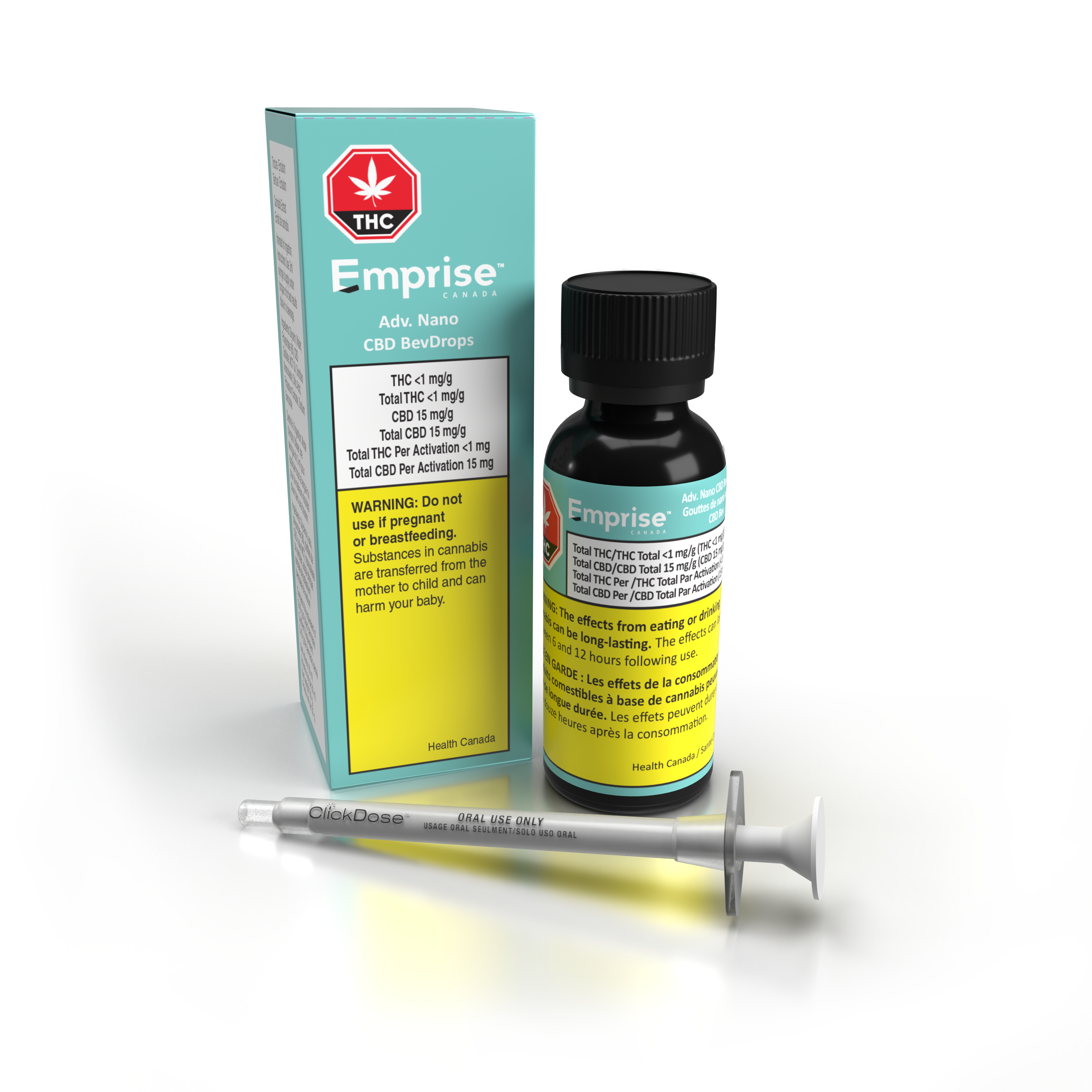 Cannabis Product Adv. Nano 15mg/g CBD BevDrops (30g = 450mg CBD) by Emprise Canada
