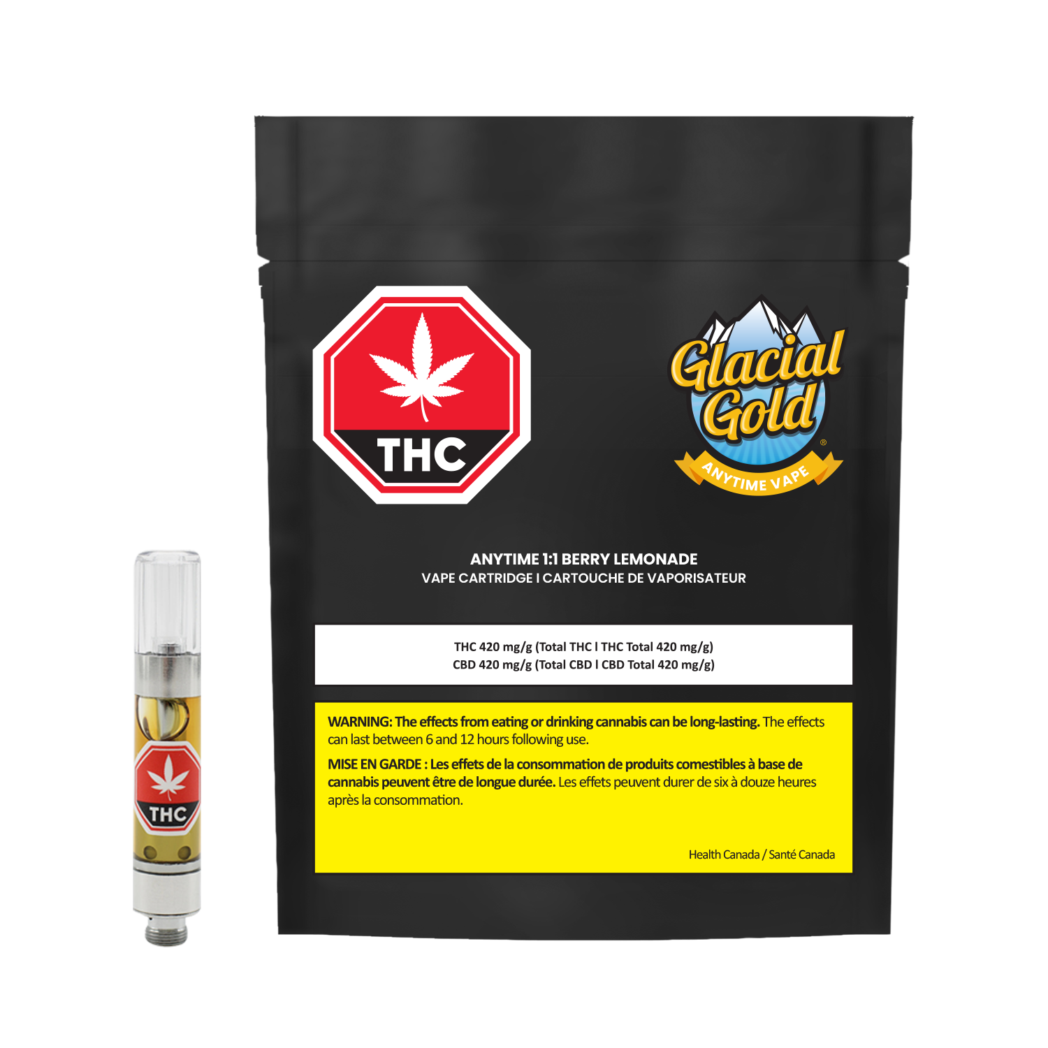 Cannabis Product Glacial Gold - Anytime 1:1 Berry Lemonade 1g Vape by Glacial Gold - 1