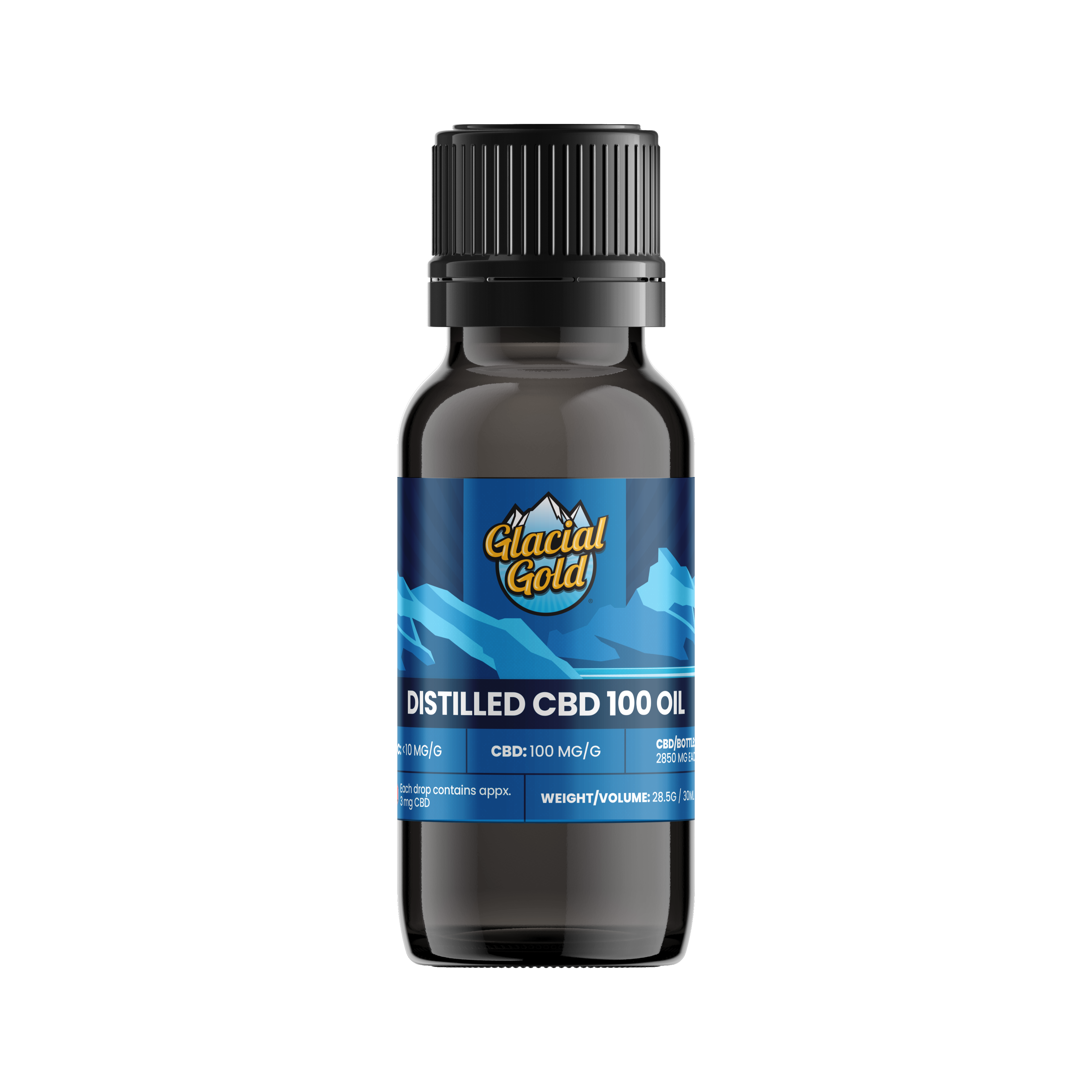 Cannabis Product Glacial Gold - Distilled CBD 100 Oil Drops by Glacial Gold