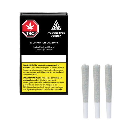 Cannabis Product BC Organic Pure Cake Skunk Pre Rolls by Coast Mountain Cannabis
